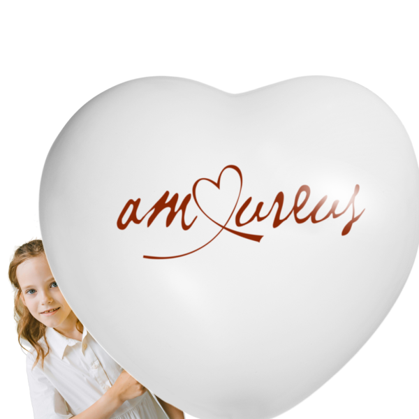 Bedruckte Riesenballons Herzform Ø 90 cm