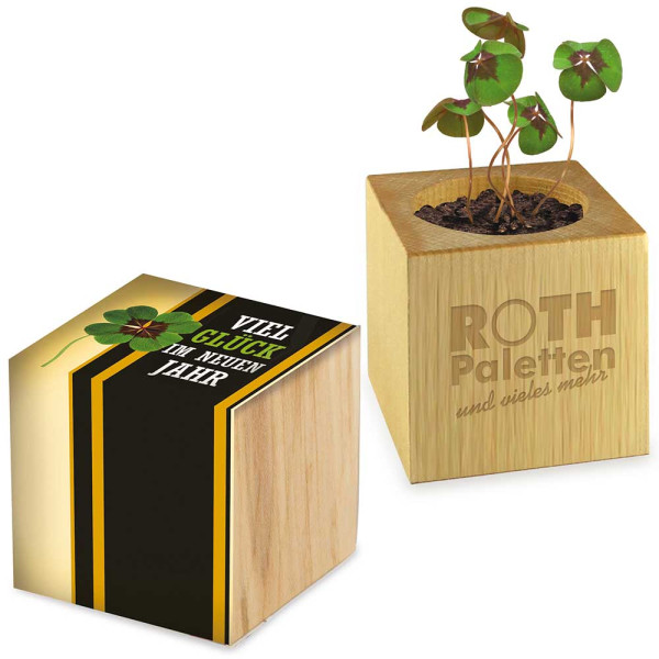 Pflanz-Holz - Standardmotiv - Glücksklee